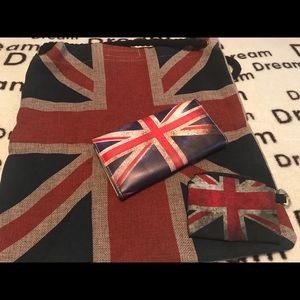 Burlap bag with British front and accessories NWOT